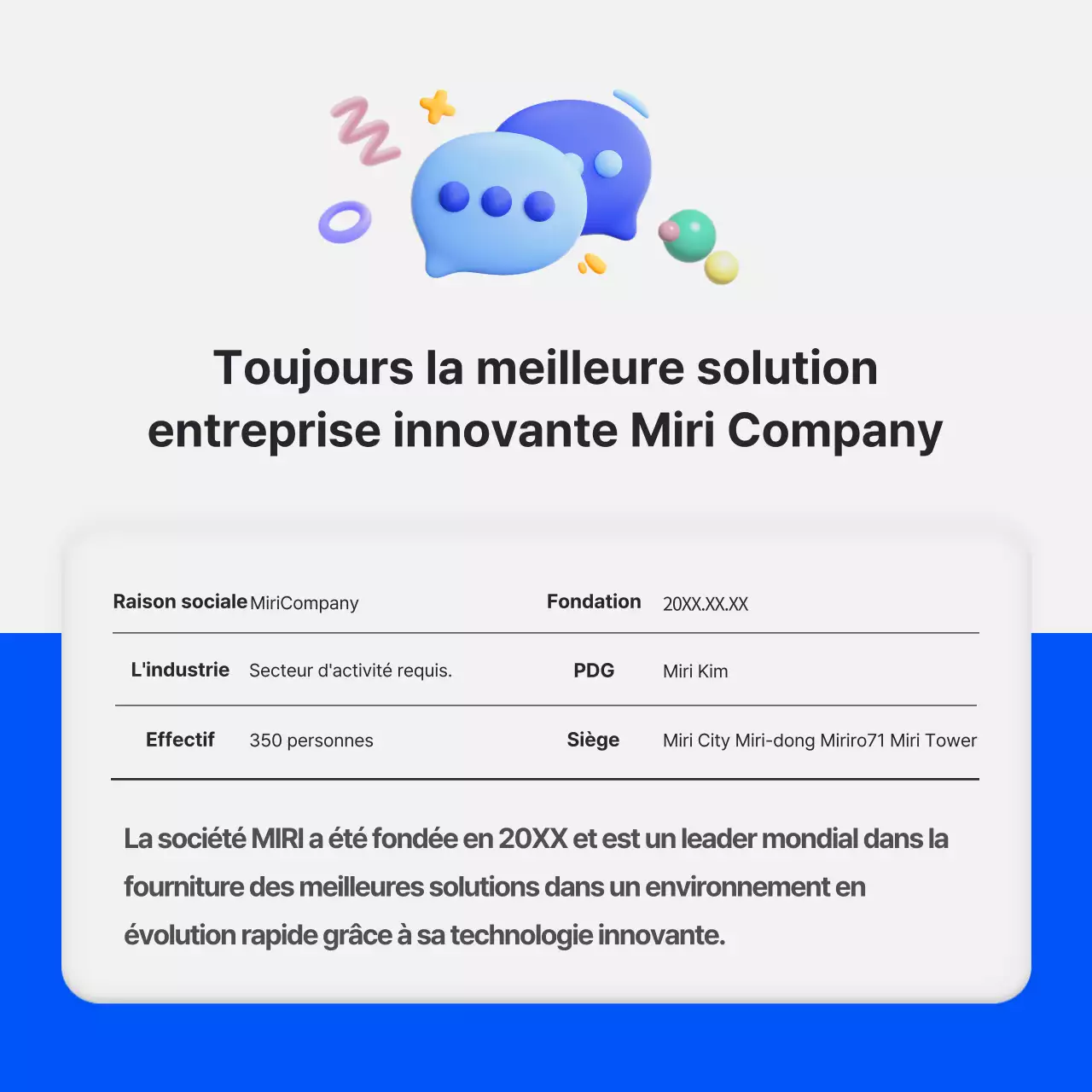Un simple profil d'entreprise bleu et vert