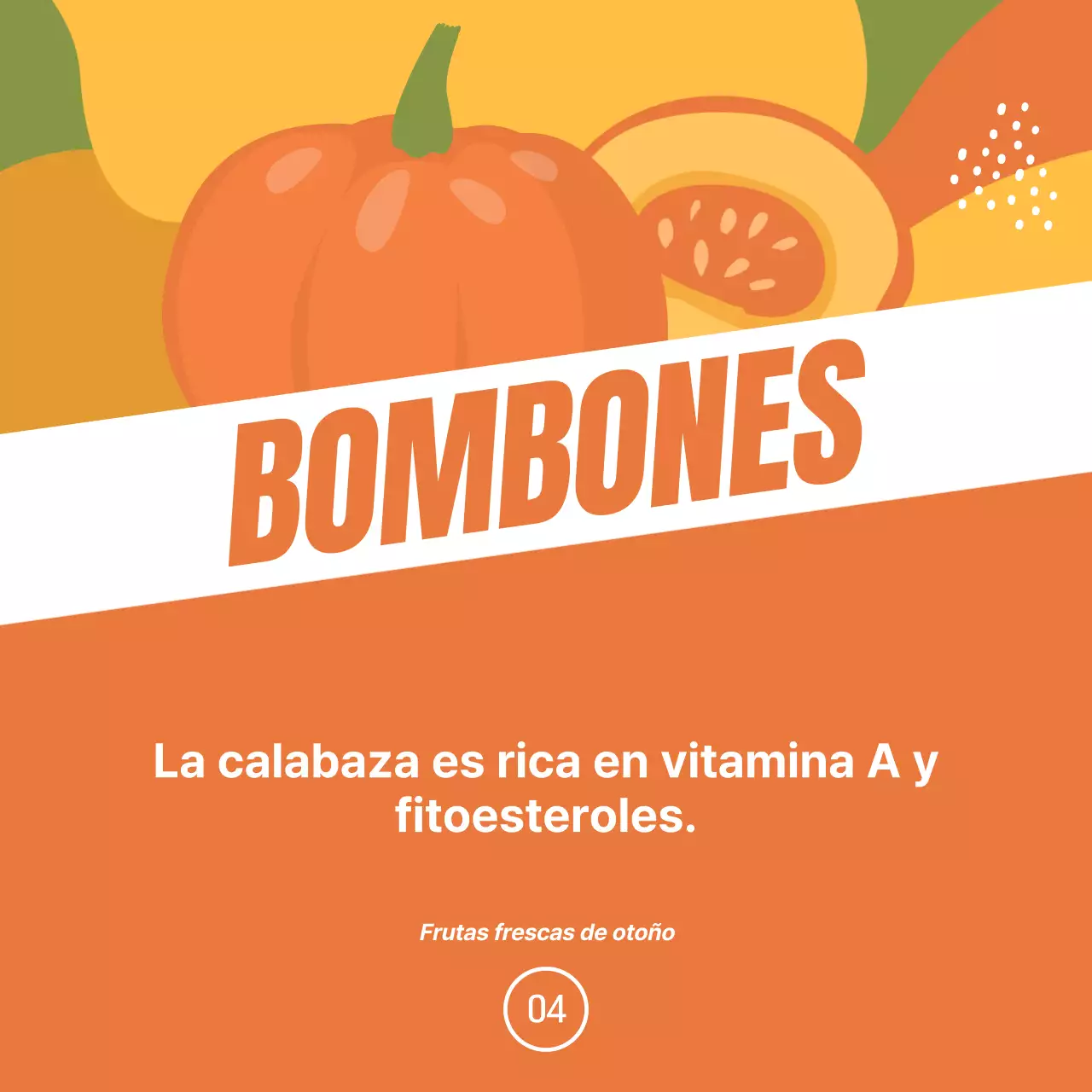 Promover la fruta de temporada con un toque de naranja y verde