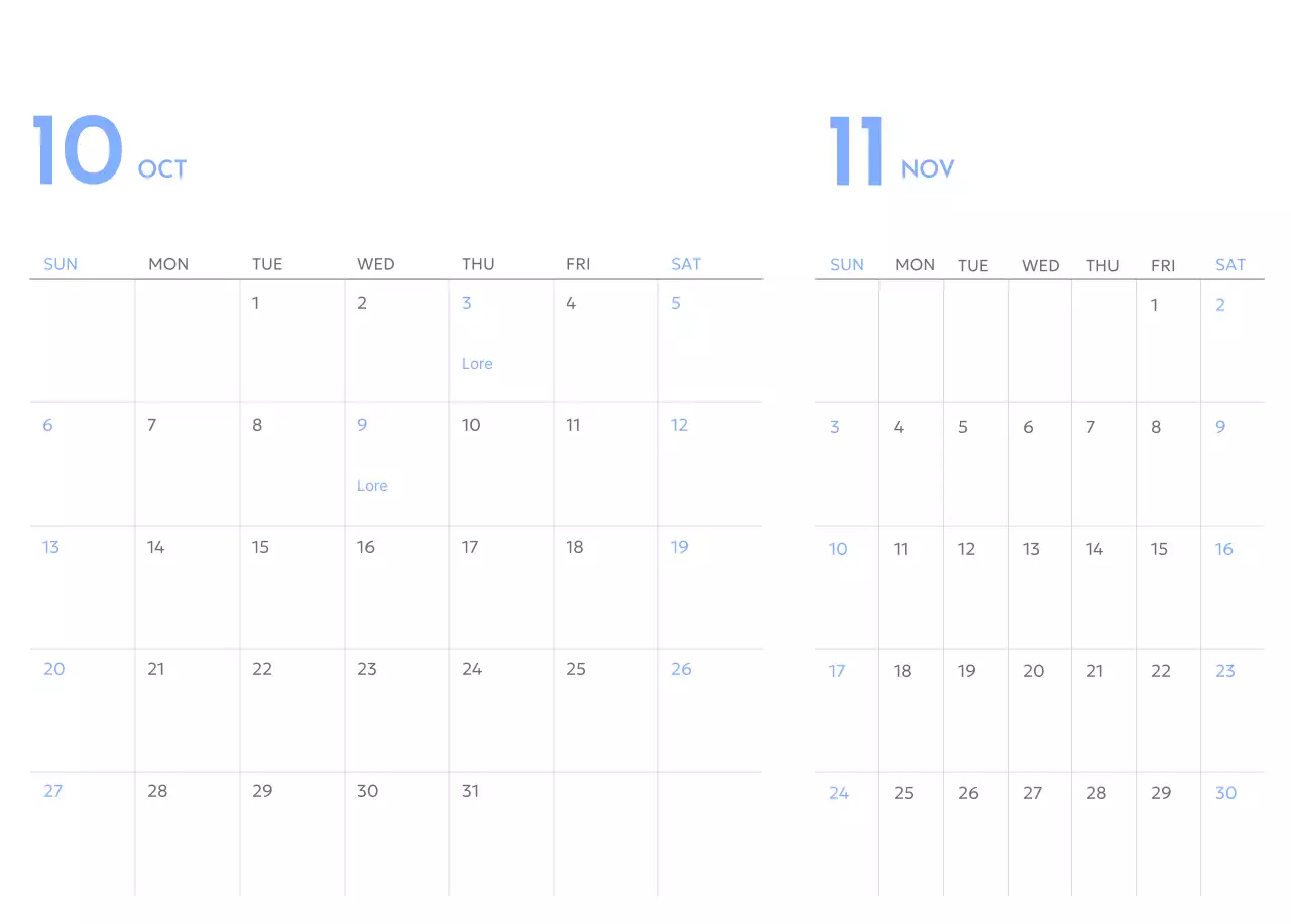 Goal Tracker calendar with a splash of blue