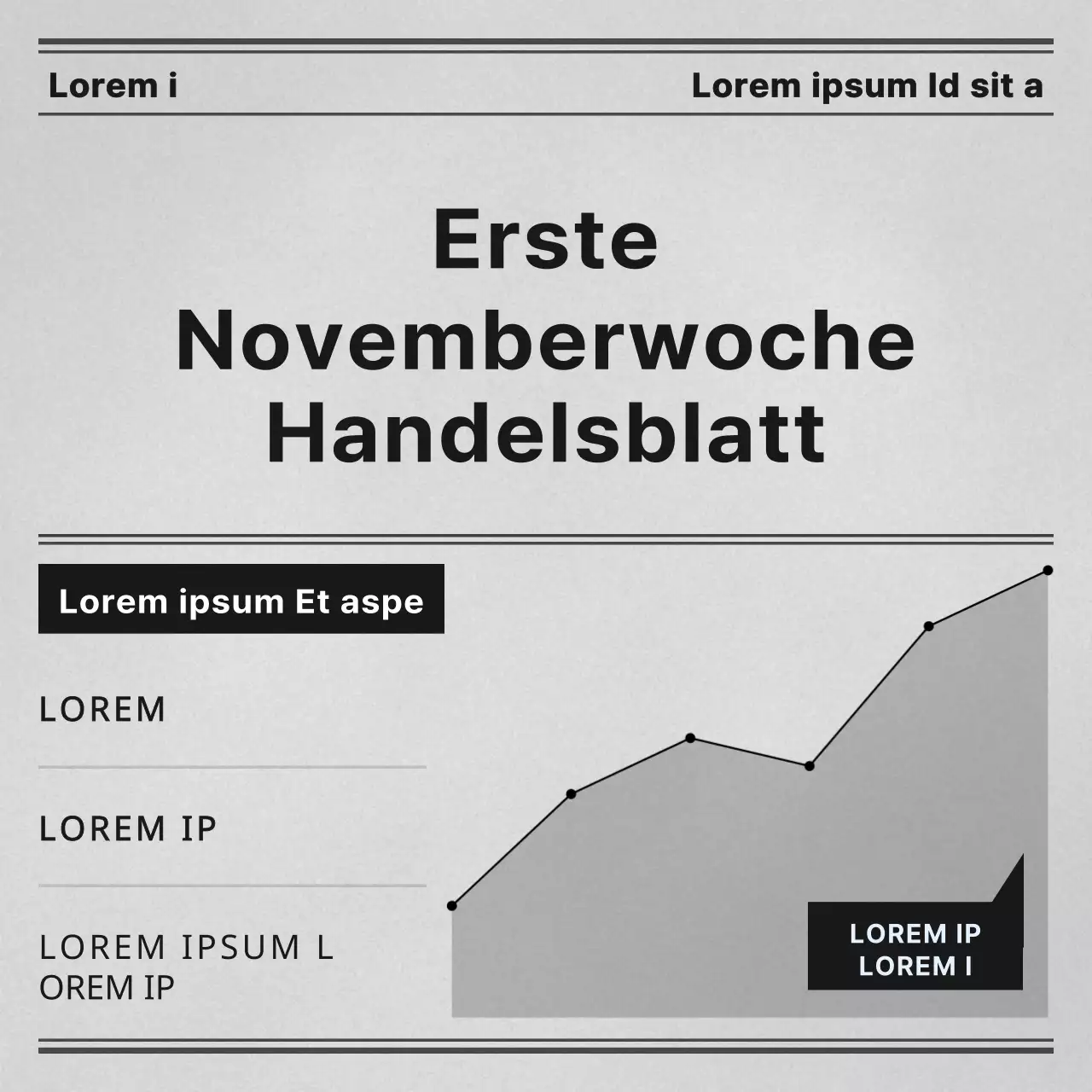 Ein einfacher grauer und schwarzer Lagerbericht