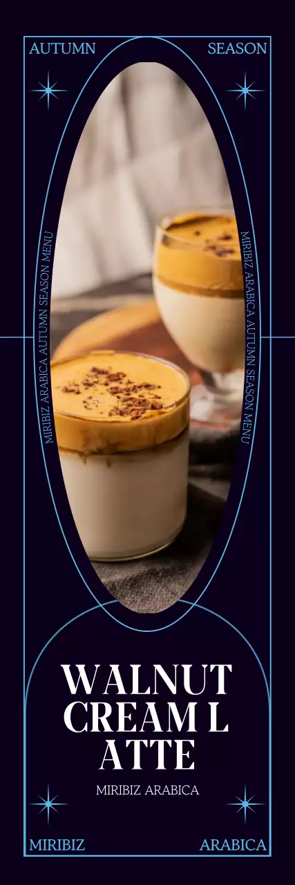 Apresentamos o novo menu do Autumn Café, um conceito simples emoldurado com um fundo azul-marinho