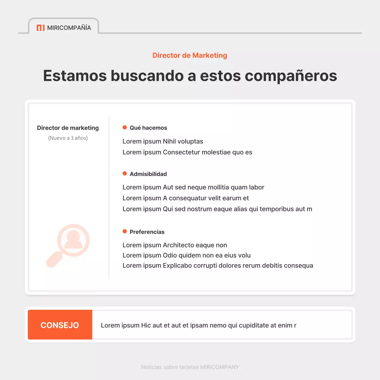 Un sencillo anuncio de empleo en rojo y gris
