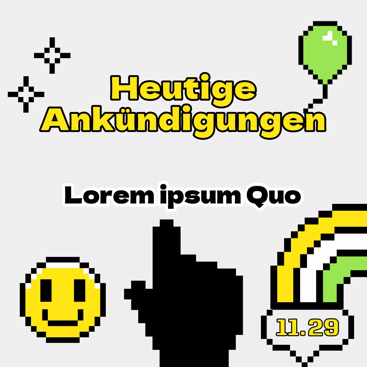 Minimalistische Sitzungsankündigung in Grau und Gelb