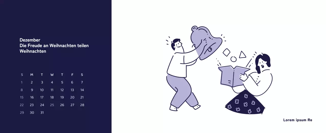 Ein Kalender mit farbenfrohen, emotionalen Illustrationen