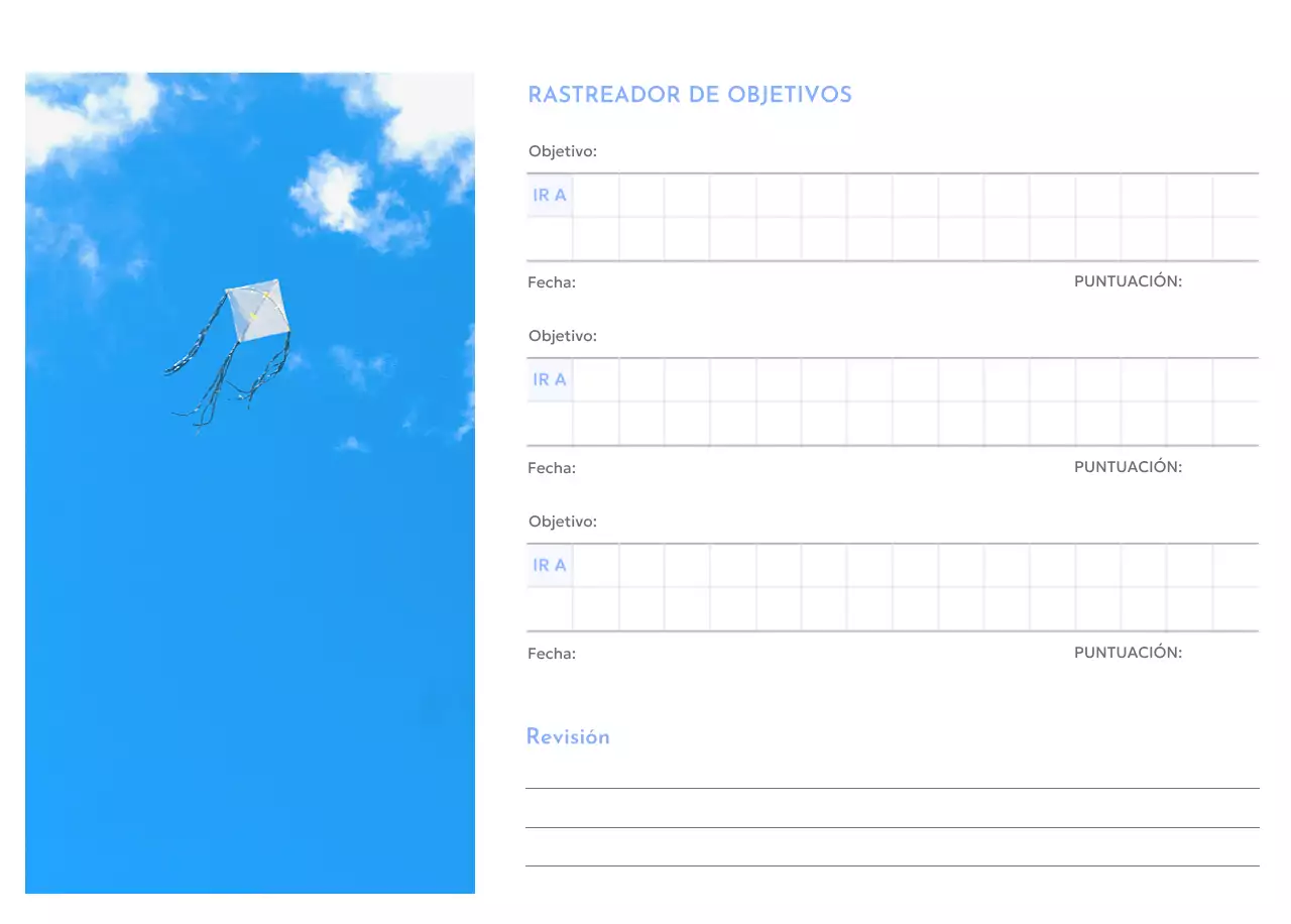 Calendario de seguimiento de objetivos con un toque de azul