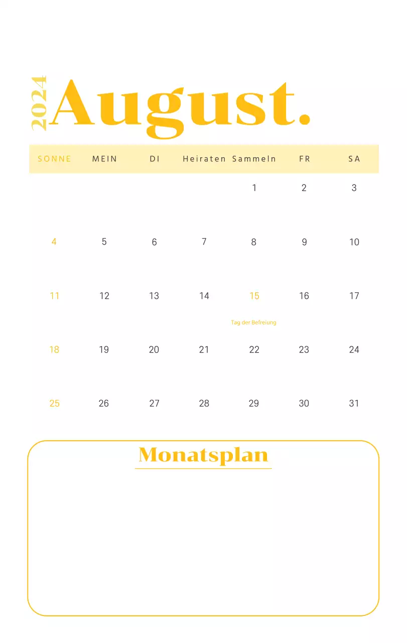 Kalender mit Jugendillustrationen auf gelbem und grünem Hintergrund