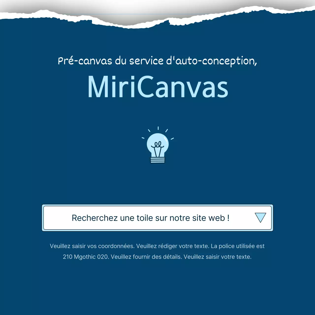 Un briefing simple sur le produit en bleu et bleu clair