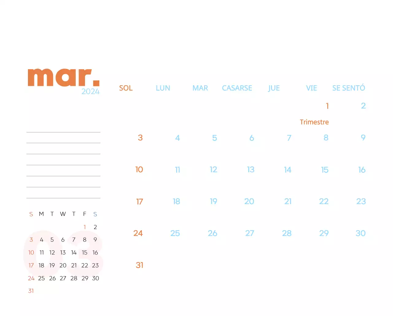Calendario laboral con bellas ilustraciones
