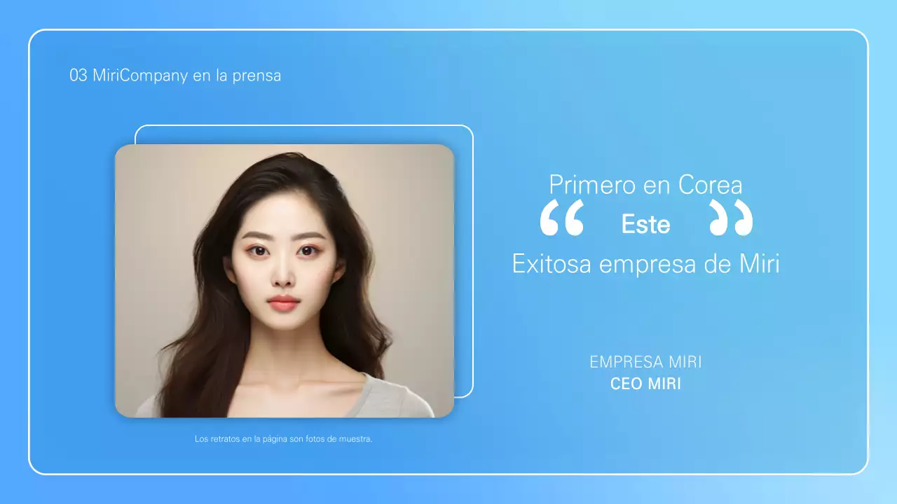 Presentación empresarial minimalista en azul claro y blanco