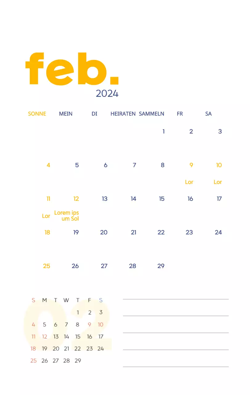 Arbeitskalender mit schönen Illustrationen