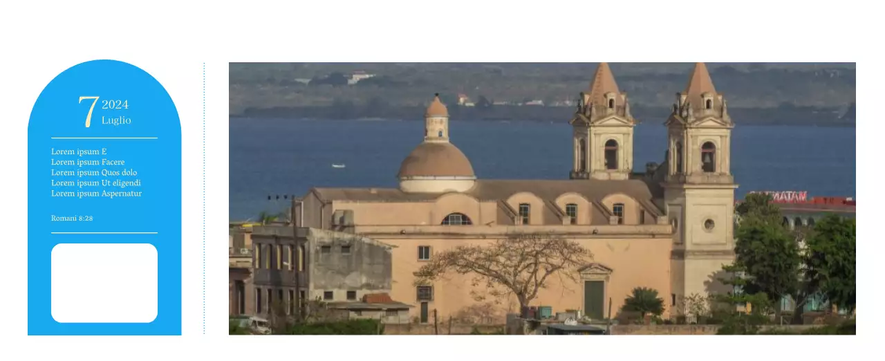 Calendario ecclesiastico blu di concezione moderna
