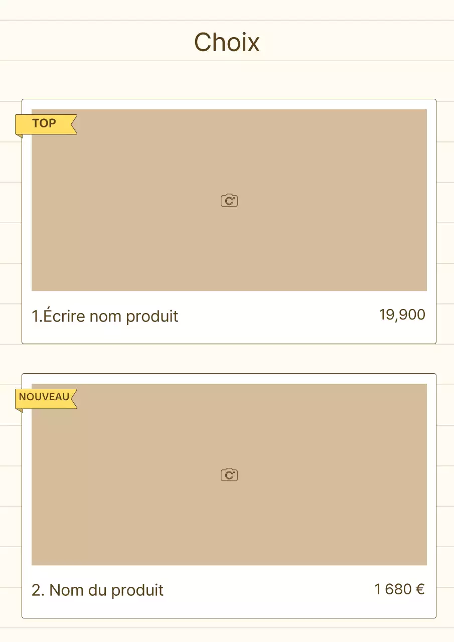 Une présentation de produit simple en jaune et beige