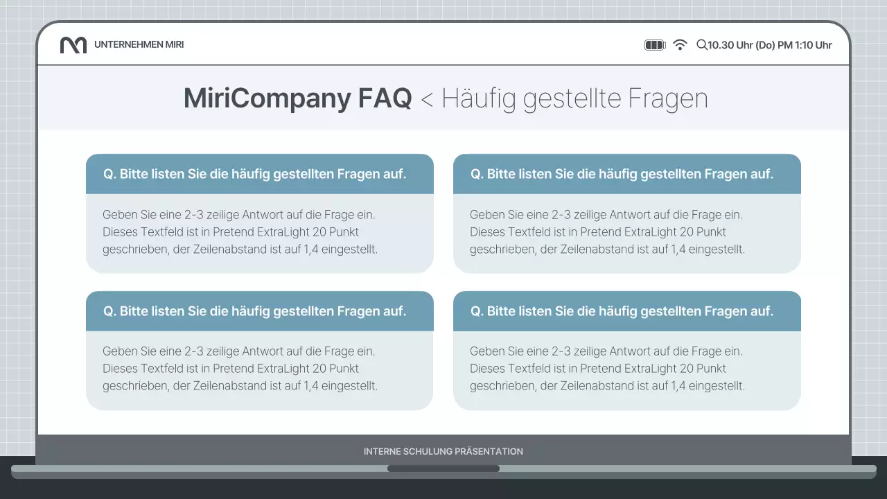 Einfache interne Schulungspräsentation in Hellblau und Grau