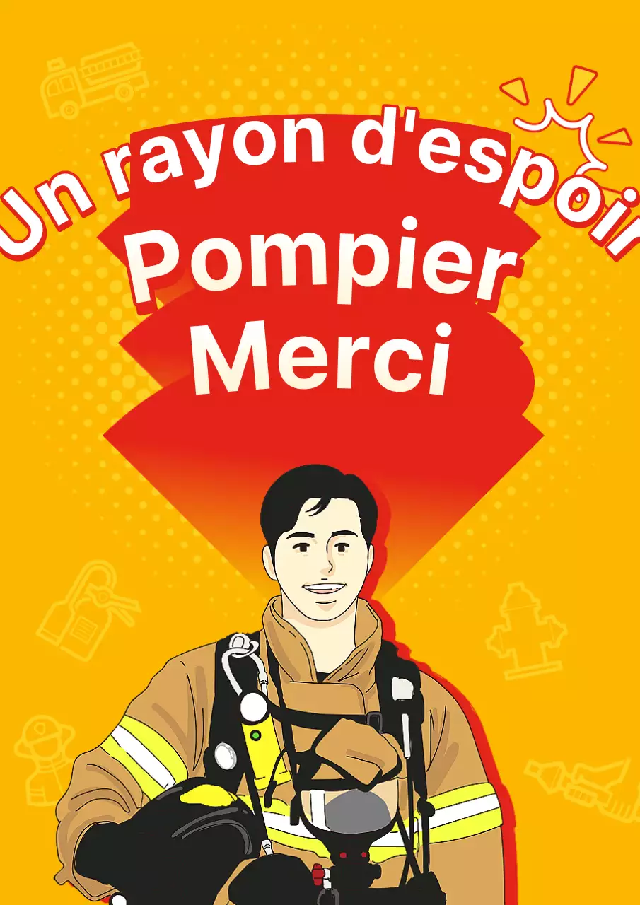 Promouvoir les remerciements kitsch des pompiers en orange et rouge