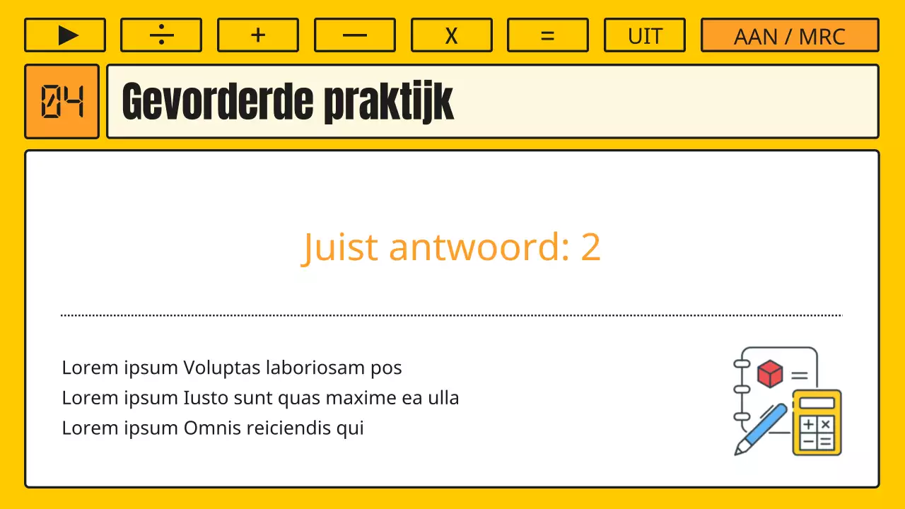 Wiskunde les met een kitscherig geel en oranje rekenmachine concept