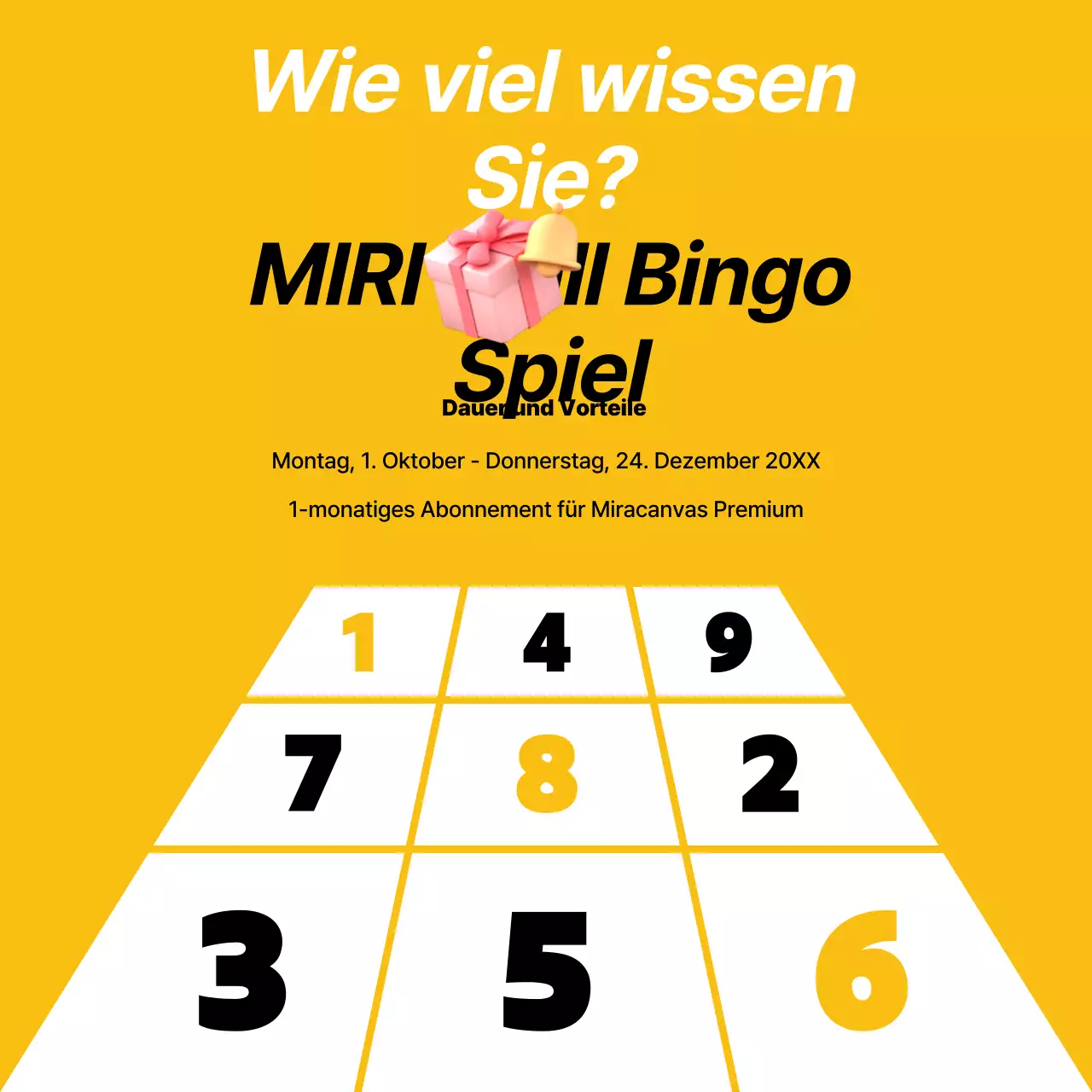 Werben Sie für eine kitschige Bingo-Veranstaltung in Gelb