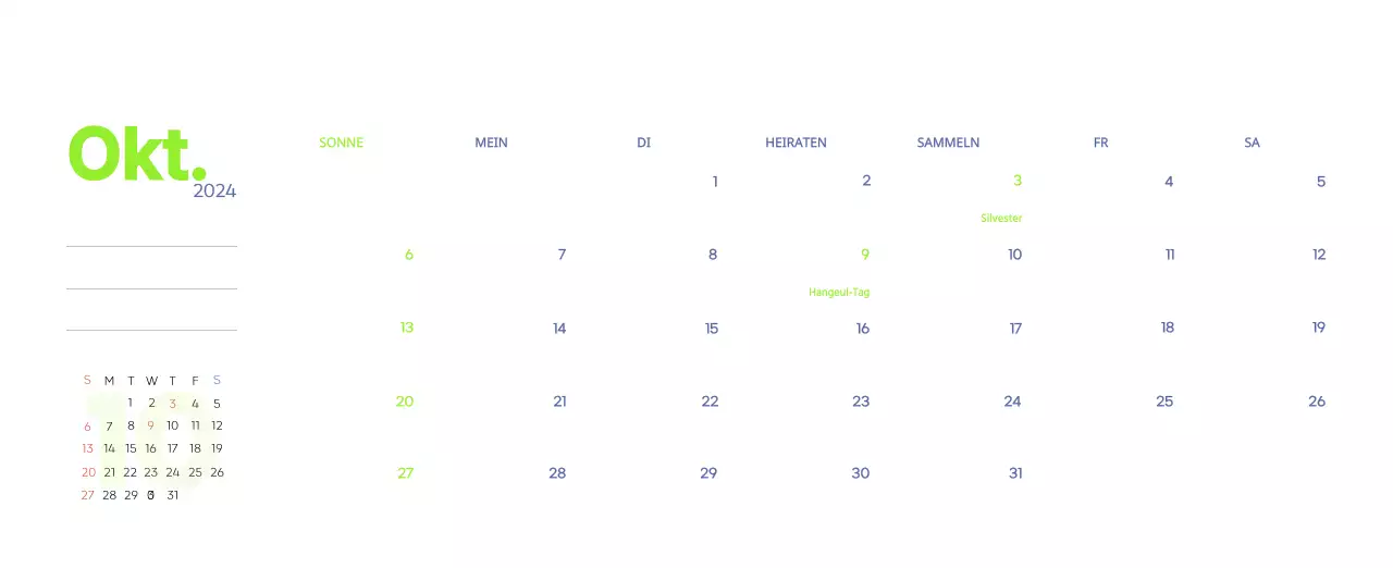 Arbeitskalender mit schönen Illustrationen
