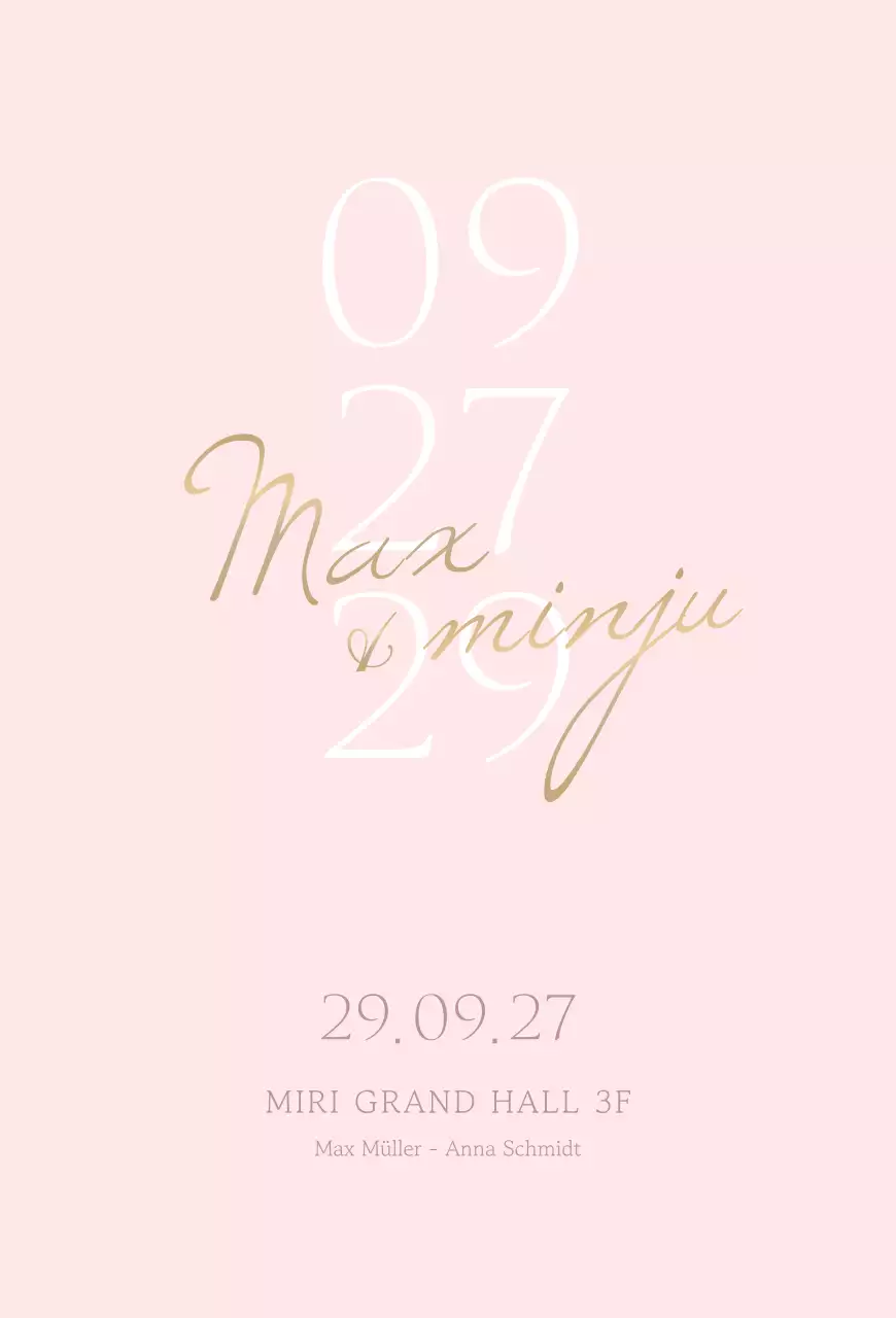 Einfache Hochzeitseinladungen in Rosatönen