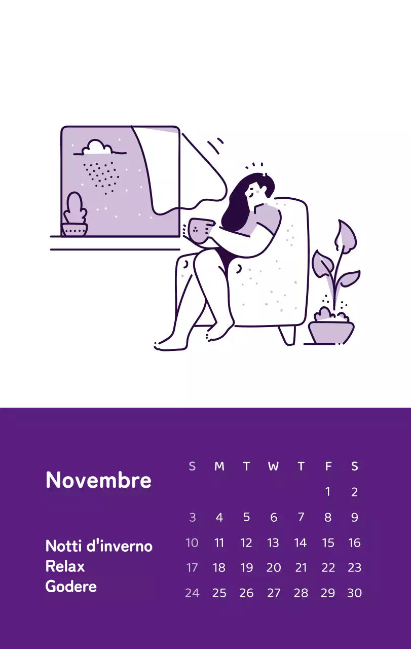Un calendario con illustrazioni colorate ed emozionali
