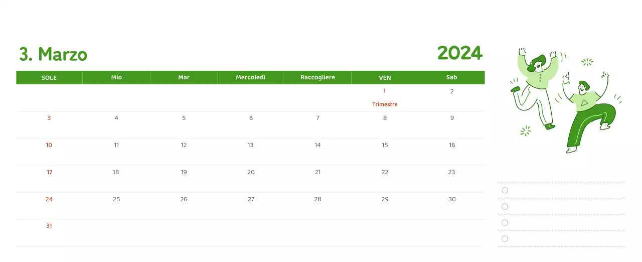 Un calendario con illustrazioni colorate ed emozionali
