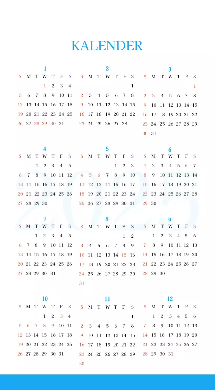 Blaues modernes Konzept Kirchenkalender