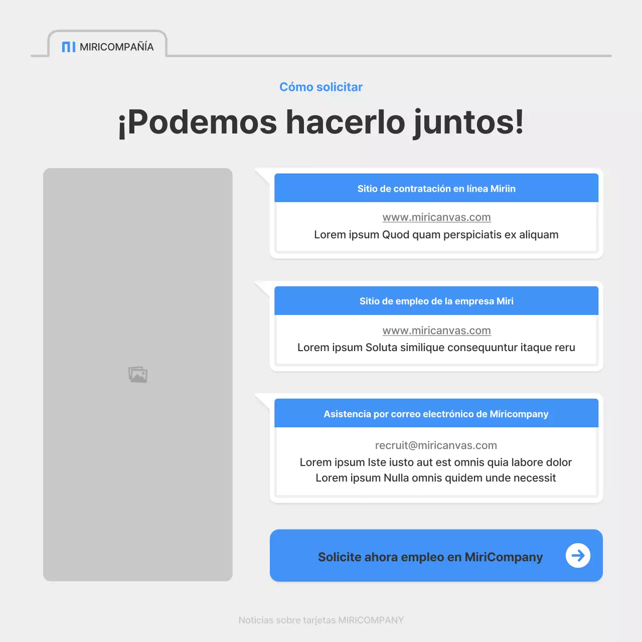 Un sencillo anuncio de empleo en azul y gris