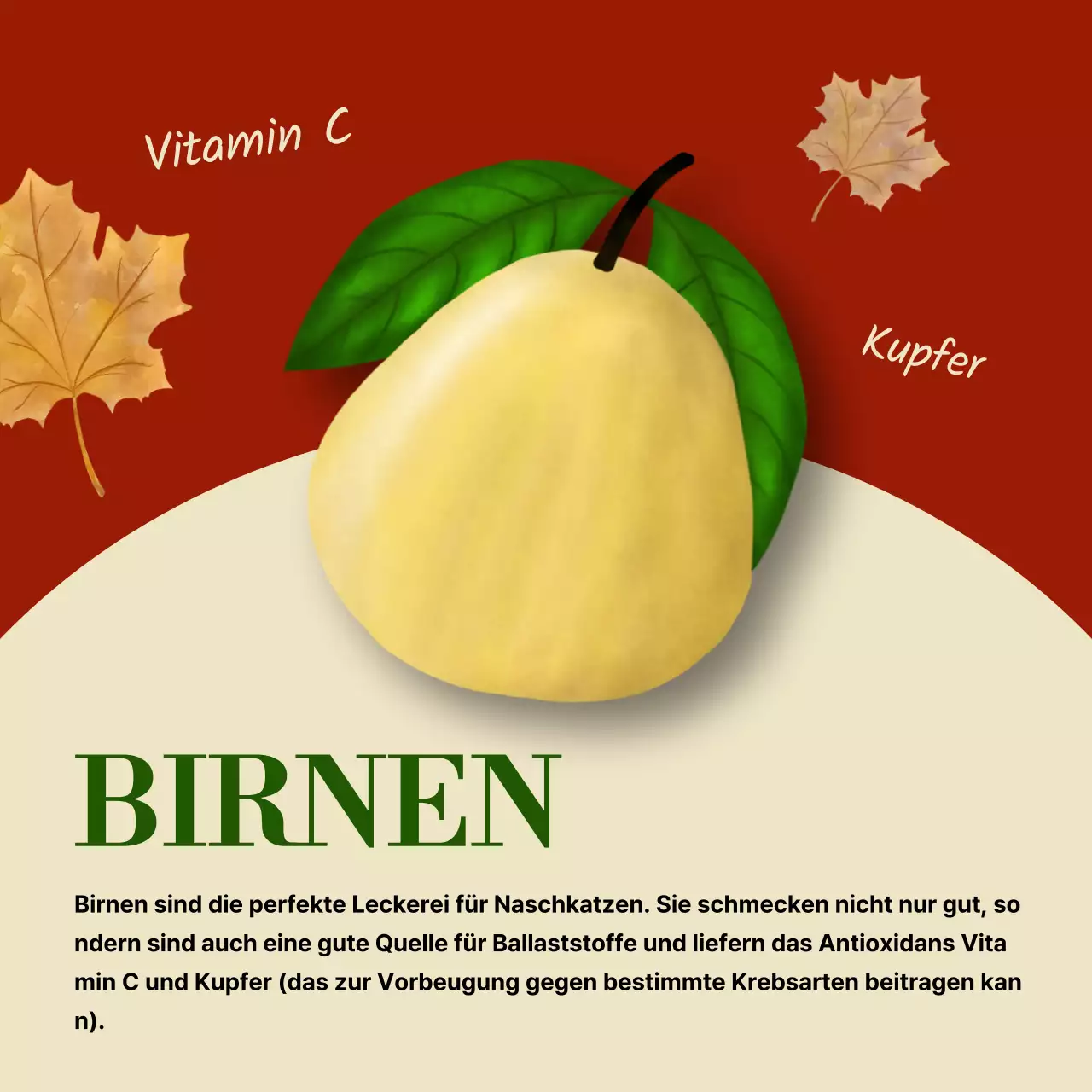 Förderung einfacher, saisonaler Früchte in Rot