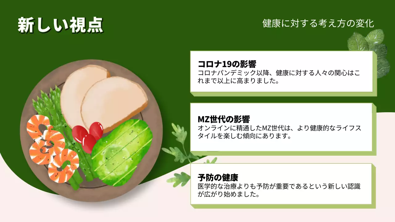 緑 シンプル 健康 プレゼンテーション