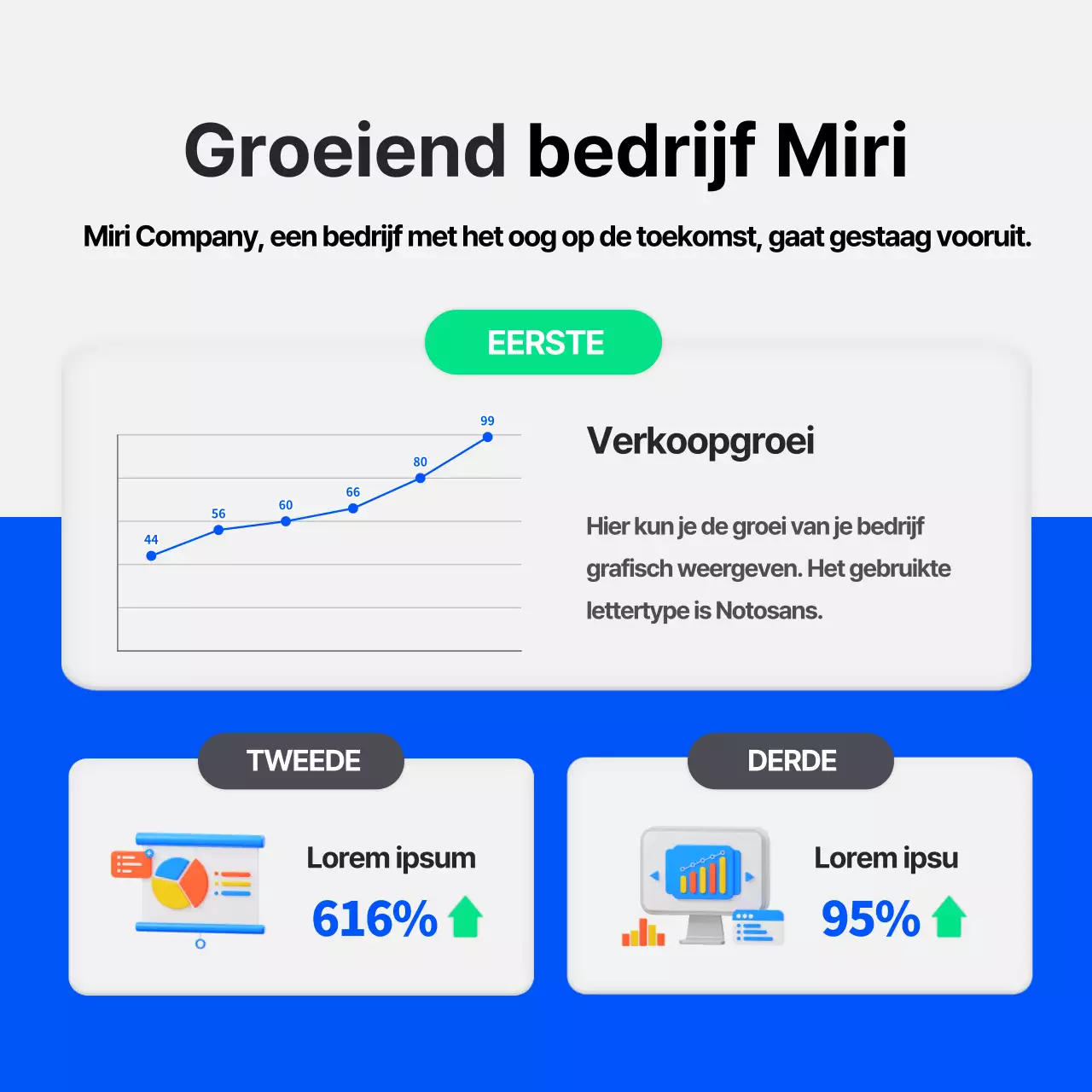 Een eenvoudig blauw en groen bedrijfsprofiel