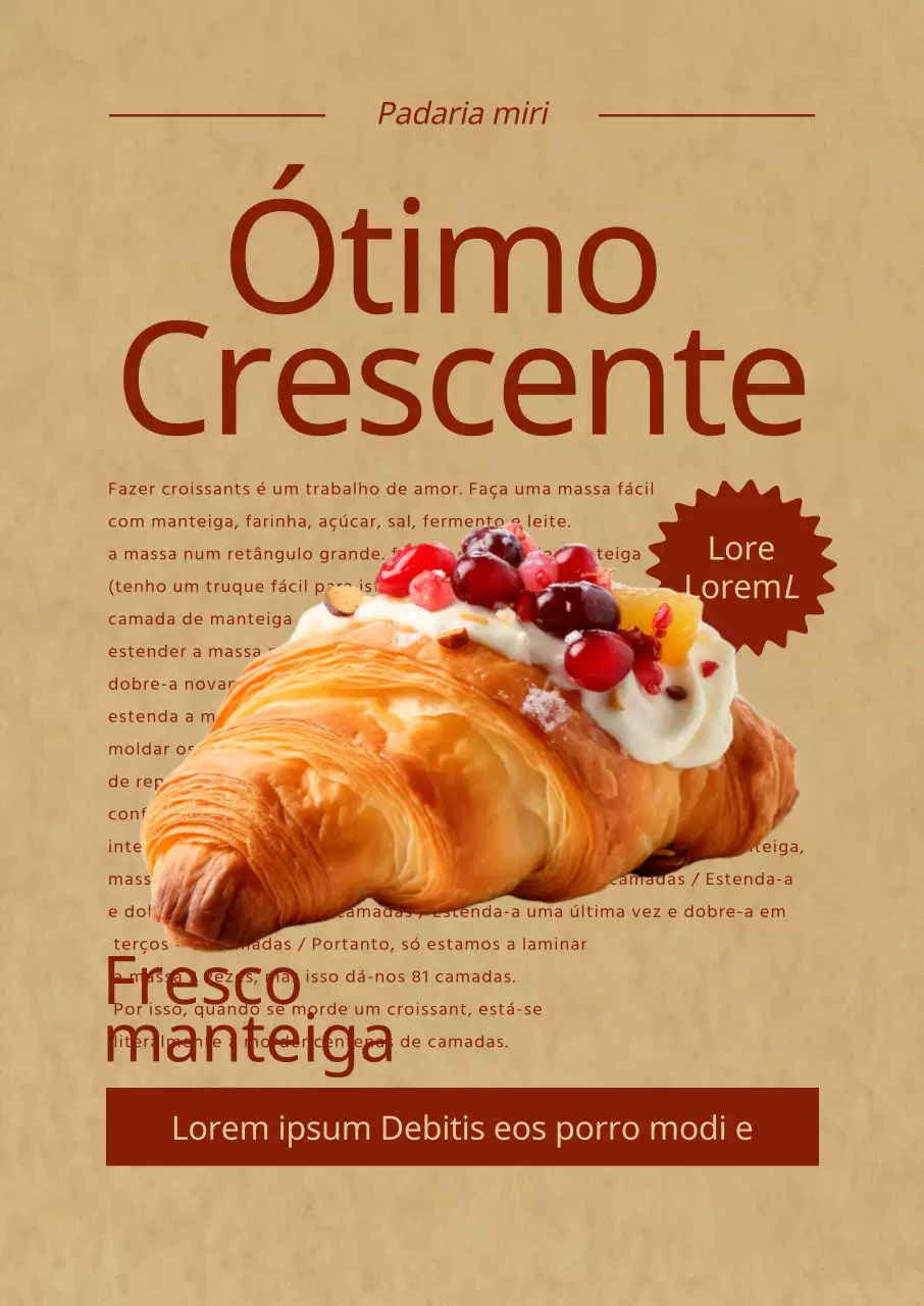 Promover um menu de padaria de inspiração vintage com toques ingleses vermelhos