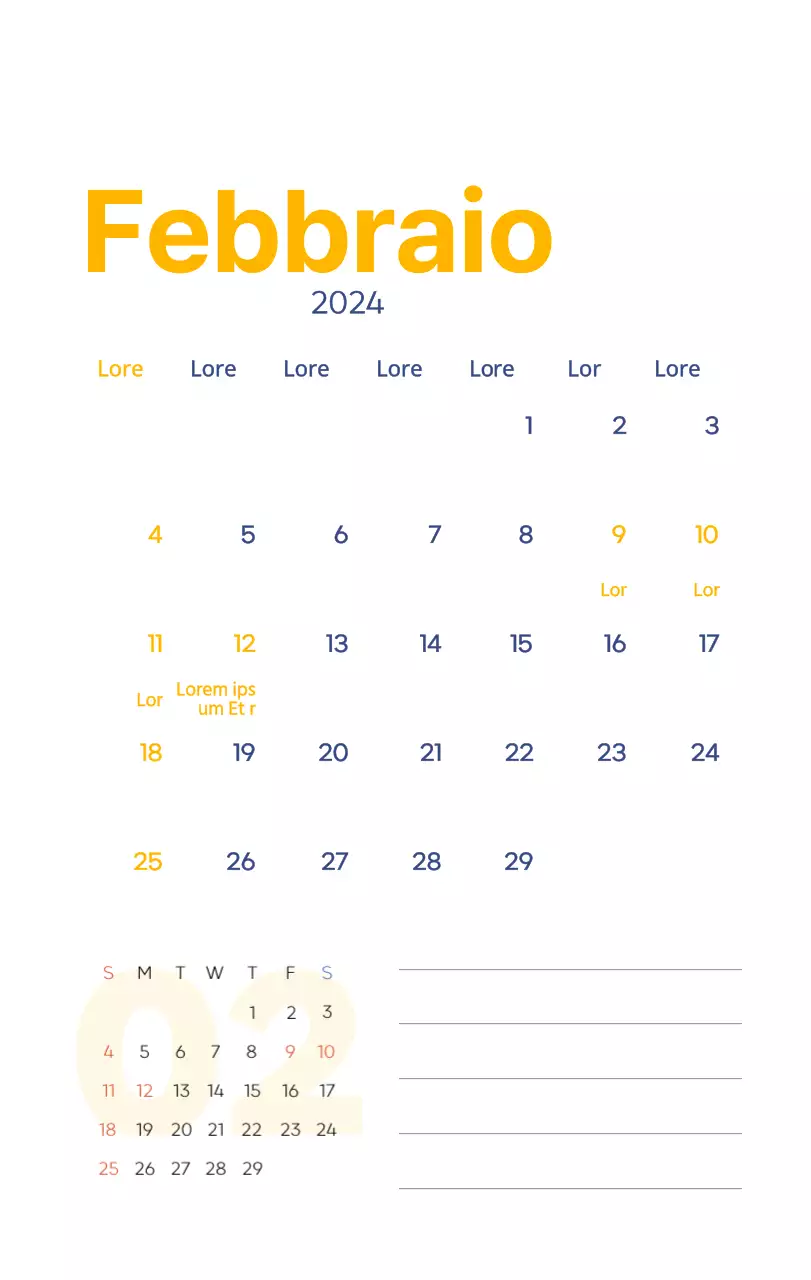 Calendario di lavoro con splendide illustrazioni