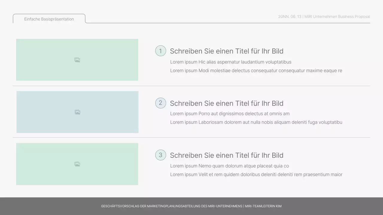 Einfacher Basisbericht in Hellblau und Hellgrün