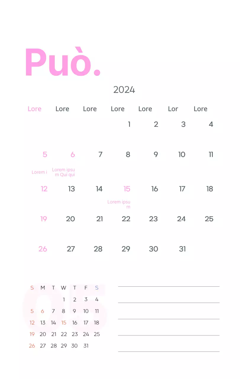 Calendario di lavoro con splendide illustrazioni