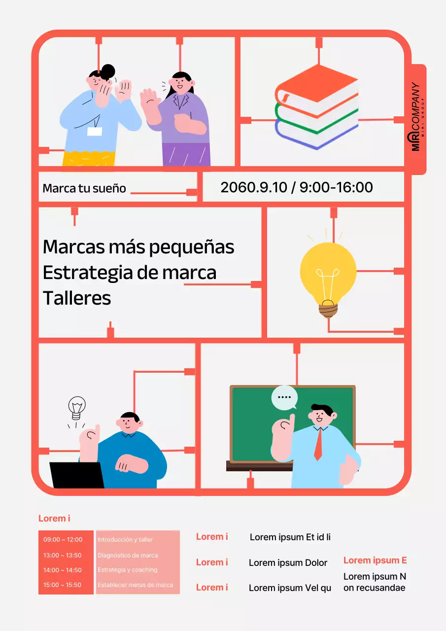 Anuncio de taller de marca sencilla en rojo y negro