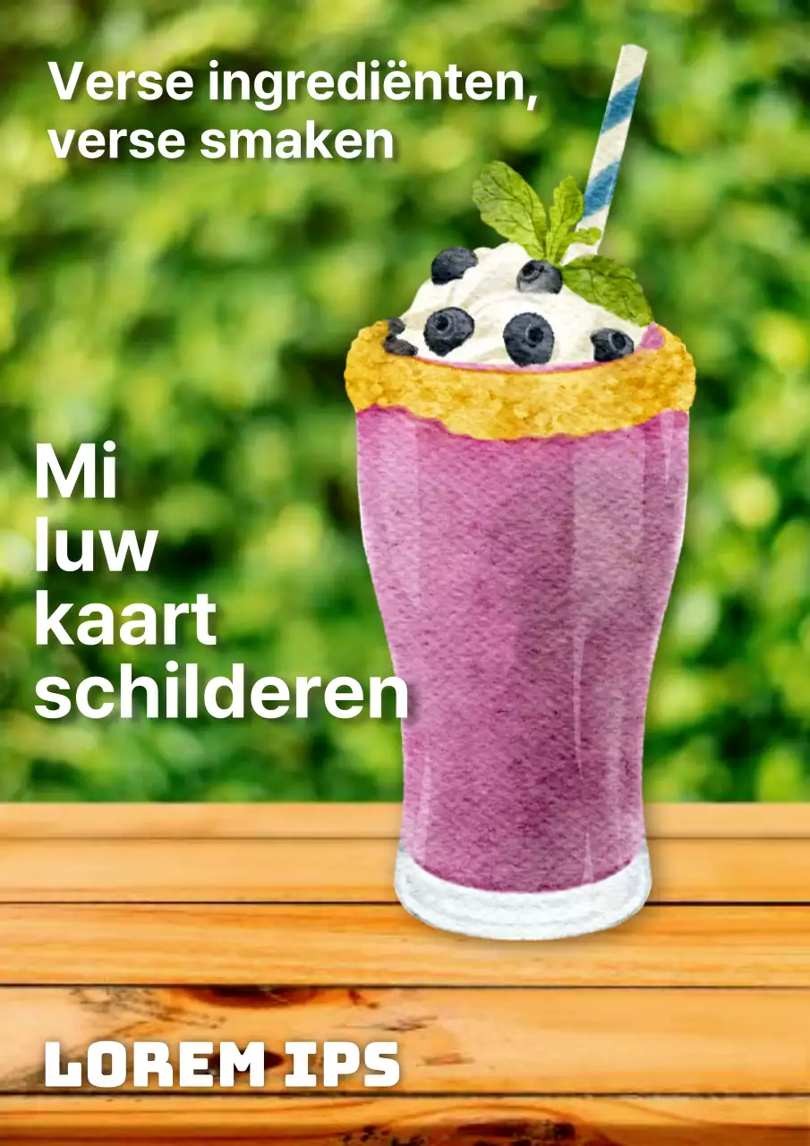 Promoot een minimalistisch cafémenu in limoengroen en paars