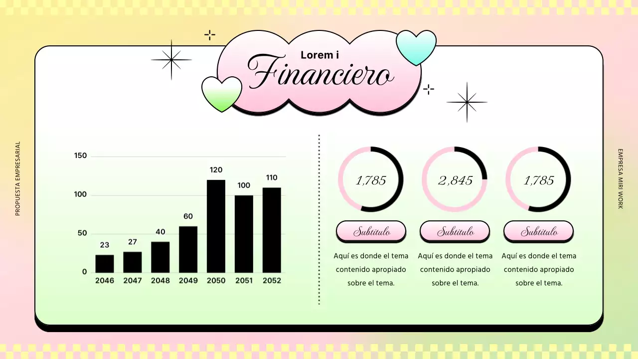 Informes empresariales de moda en rosa y amarillo