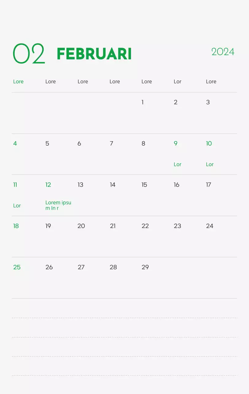 Een kalender met een afbeelding van een puppy en een schattige boodschap in groene accenten