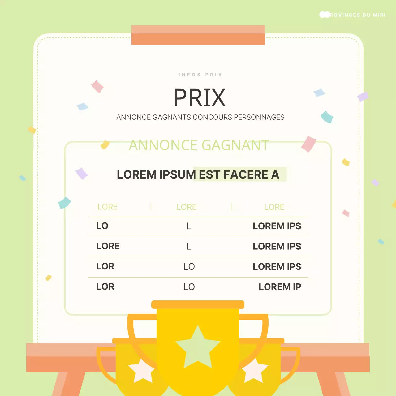 Promouvoir un concours de caractère simple menthe et ivoire