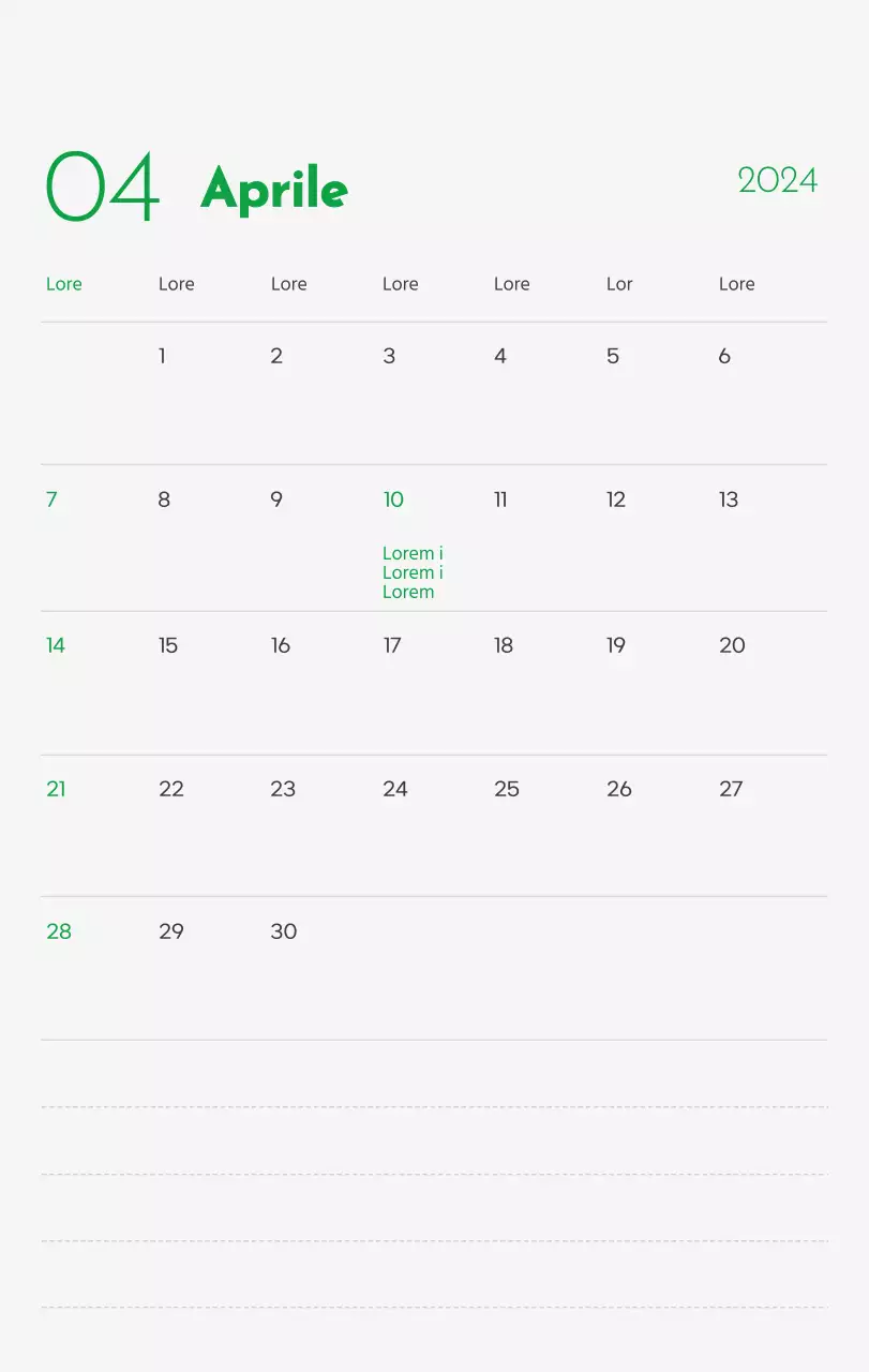 Un calendario con l'immagine di un cucciolo e un simpatico messaggio in verde.
