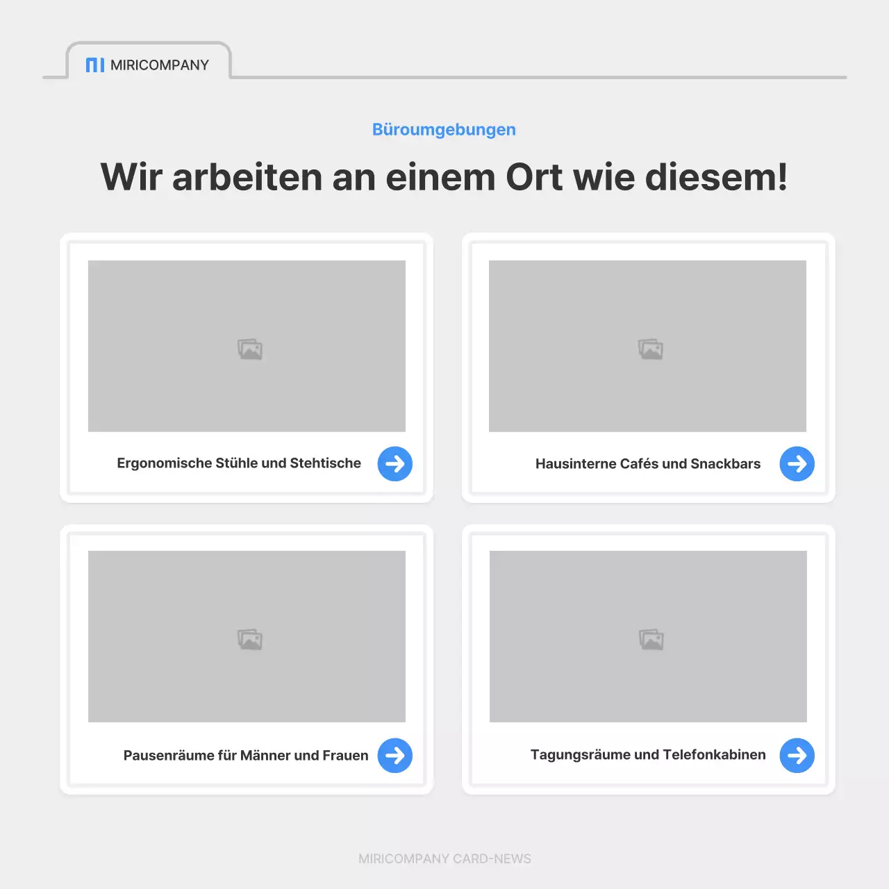 Eine einfache Stellenanzeige eines Unternehmens in Blau und Grau