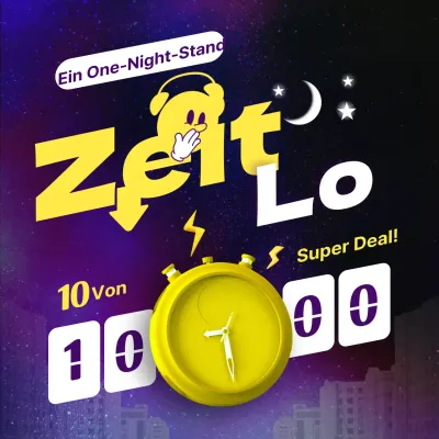 Förderung eines kitschigen, gelb-violetten Nachtverkaufs