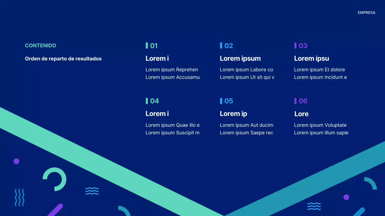 Un sencillo informe azul y menta de la reunión de la acción de resultados
