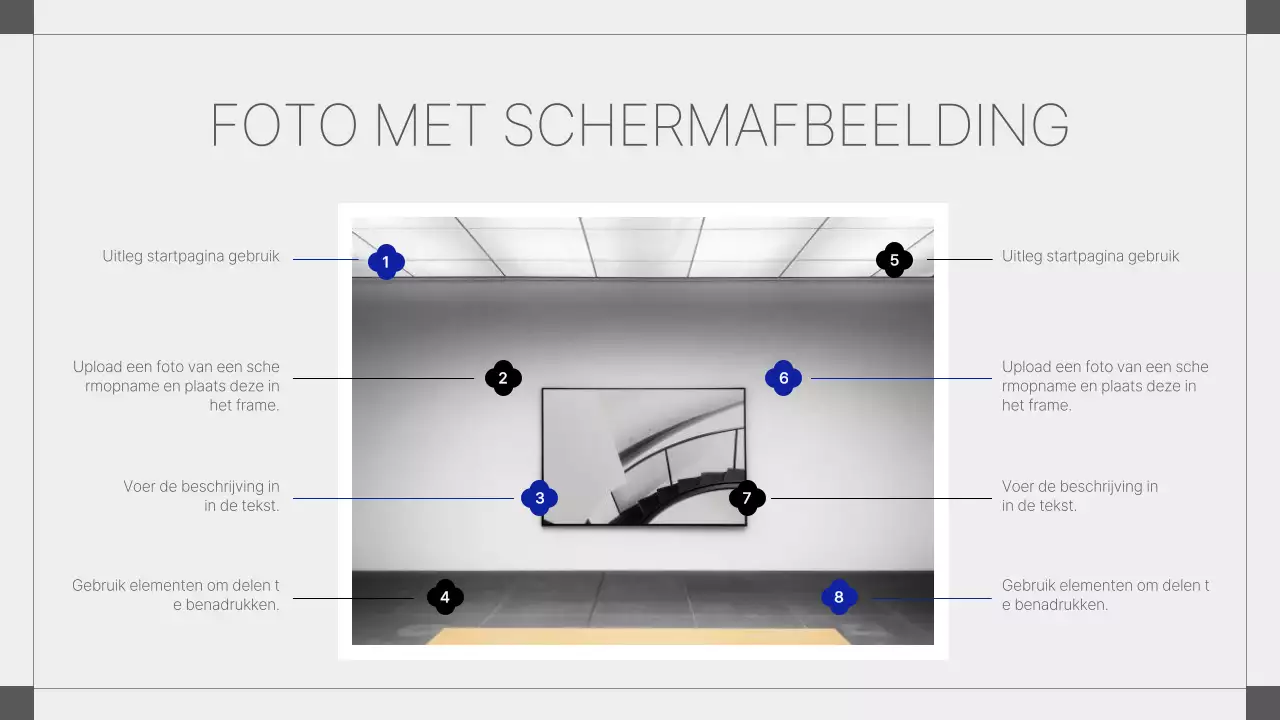 Geometrische fotocollage voorstel in wit en blauw