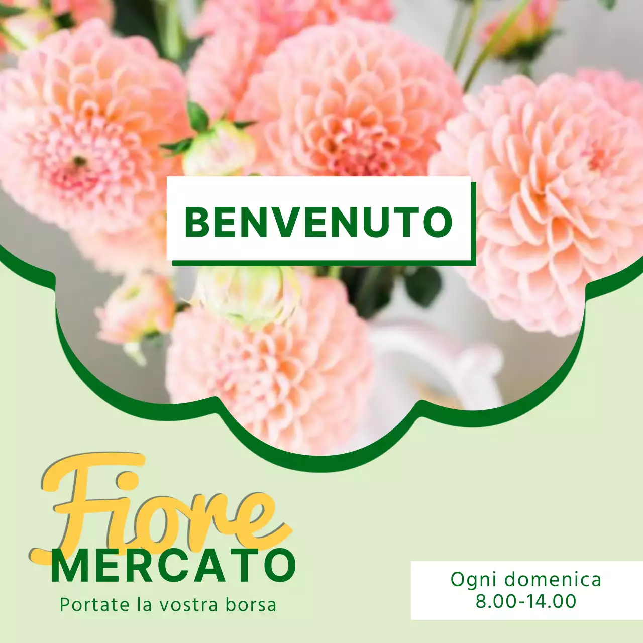 Promuovere un semplice mercato dei fiori in chartreuse e verde
