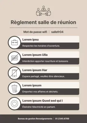 Guide des règles simples de la salle de réunion beige et ivoire