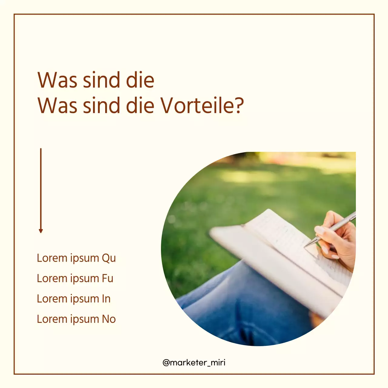 Ein Leitfaden zur Gestaltung einer warmen und einfachen Marketingvorlage in Braun und Weiß