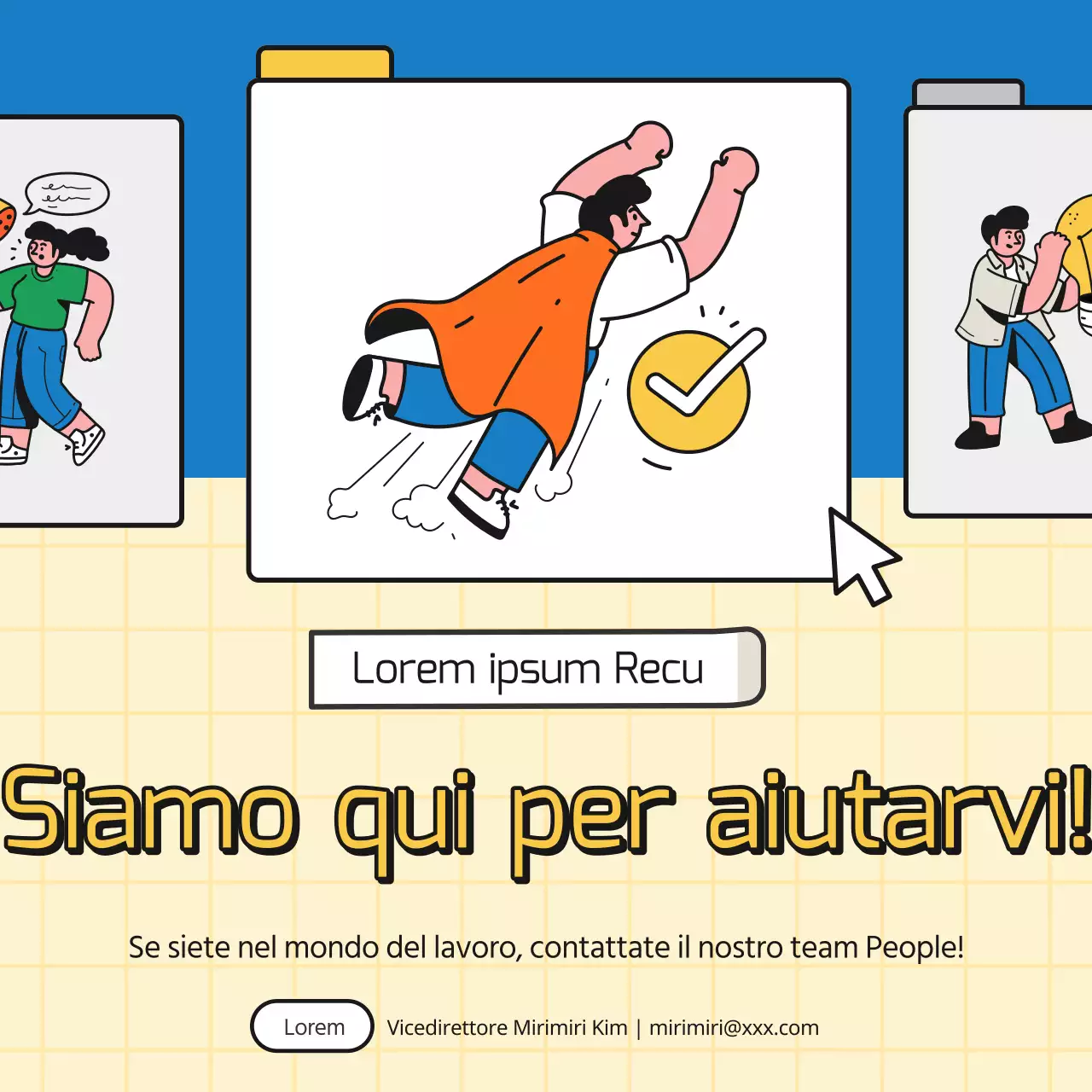 Promuovere semplici consigli commerciali in blu e giallo