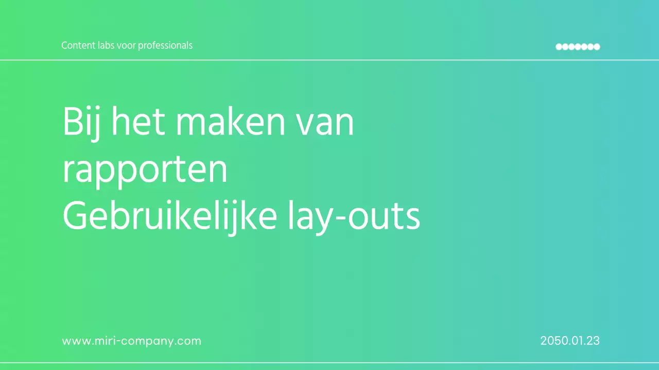 Een verscheidenheid aan lay-out rapporten in een trendy mint en beige kleurenschema