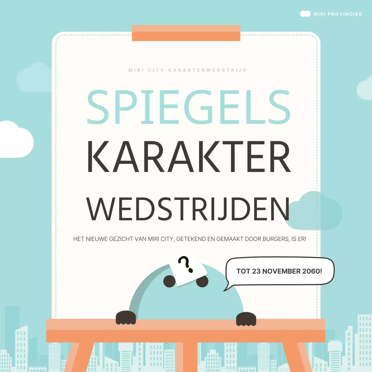 Promoot een eenvoudige wedstrijd met mint en ivoorkleurig karakter