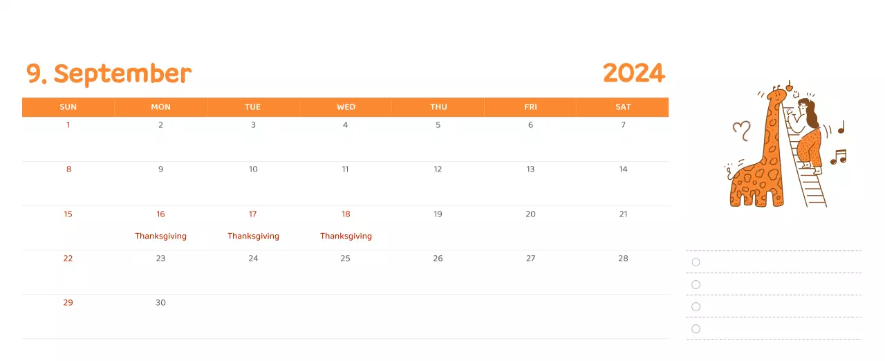 Lịch với hình ảnh minh họa đầy cảm xúc với nhiều màu sắc khác nhau
